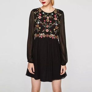 Zara Black Floral Embroidered Romper
